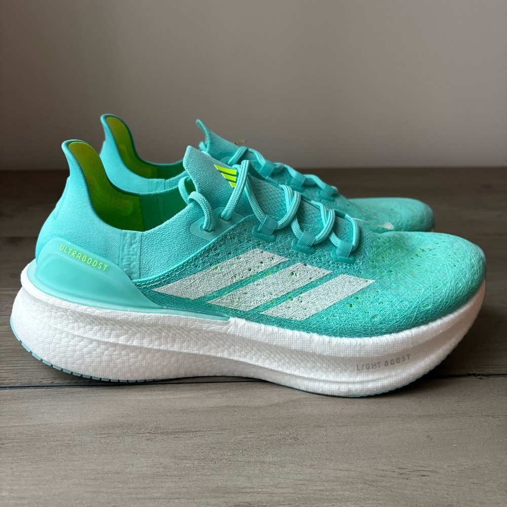 Adidas UltraBoost 5 Strung Mens Athletic Running Shoes Flash Aqua Blue Size 8.5